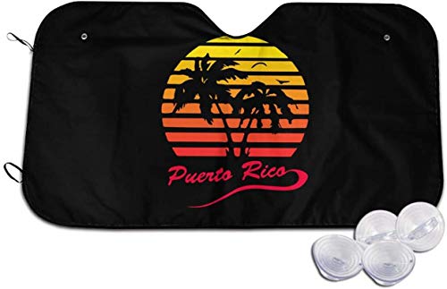 Puerto Rico 80s Tropical Sunset Parabrisas Parasol para Coche Parasol Plegable para Coche, SUV, Camiones, minivans, Parasol Mantiene el vehículo Fresco, 70 * 130 cm