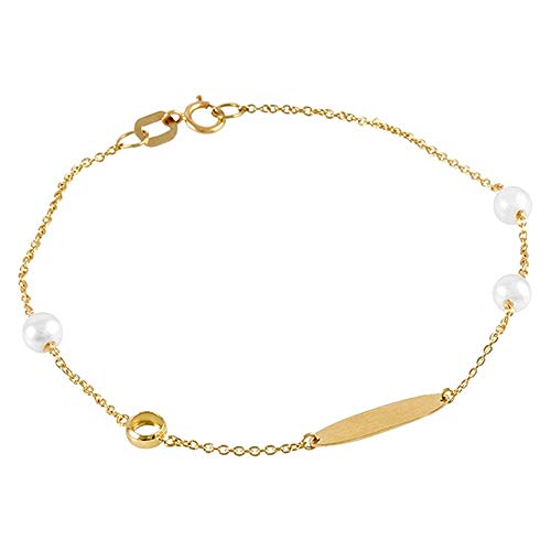 Pulsera Oro Amarillo 18k modelo Bracelets (3 Perlas Cultivadas 4,5mm.) Medida: 18cm. - Personalizable - GRABACIÓN INCLUIDA EN EL PRECIO