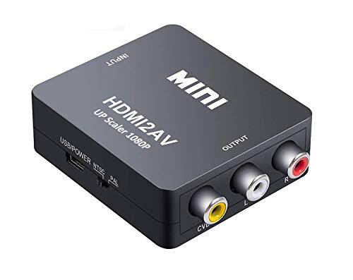 QGECEN HDMI a 3RCA AV Compuesto convertidor/convertidor/Adaptador | 1 x HDMI/2 x RCA enchufes - Señal de Audio estéreo/1 x RCA Jack (vídeo Compuesto) | PAL/NTSC de vídeo - conmutable - Negro