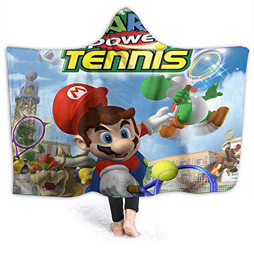 QIAOQIAOLO Super Mario Manta con capucha con estilo Mario Power Tennis cálido, acogedor, extra suave, tamaño de niños 150 x 100 cm