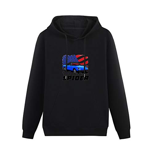 QSCV Youth Teen Lightweight Hoodie Blue 1969 Alfa Romeo Spider American Flag Cool Car with Hooded Top