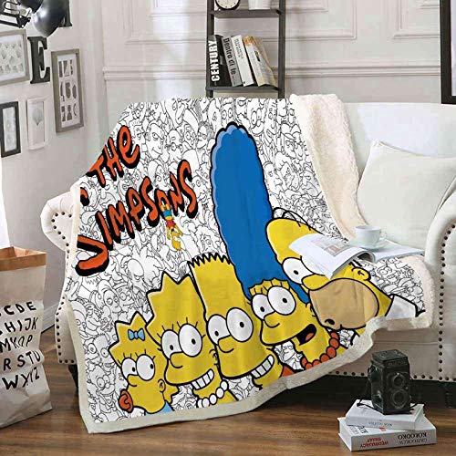 QSTT Simpsons - Manta de franela suave impresa en 3D, para sofá, cama, sala de estar, manta para siesta (F,150 x 200 cm)