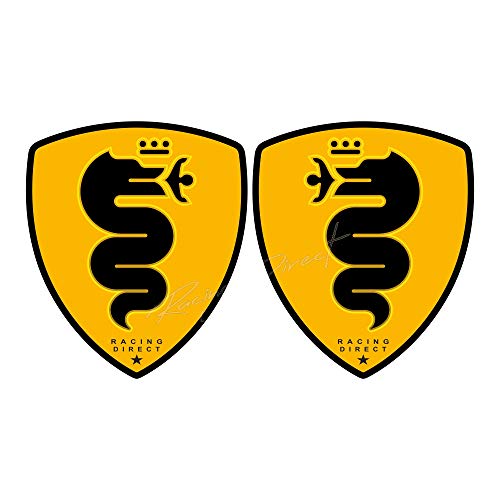 RACING DIRECT - Lote de 2 adhesivos para Alfa Romeo, color amarillo, accesorio decorativo para Giulietta Mito Brena Giulia 147 159 GT