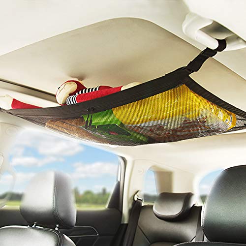 Red Almacenamiento Universal para Techo de Coche, Organizador Bolsa de Red de Carga con Cremallera, Soporte Bolsa de Almacenamiento de Viaje Largo para Jeep Van SUV, Negro (Capa Doble) Red Almacenamiento Universal para Techo de Coche, Organizador Bolsa de Red de Carga con Cremallera, Soporte Bolsa de Almacenamiento de Viaje Largo para Jeep Van SUV, Negro (Capa Doble)
