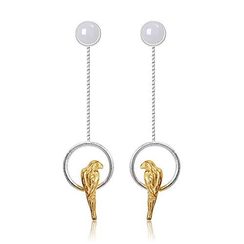 ♥ Regalo para Navidad♥ JIANGYUYAN Pendientes de plata de ley 925, únicos y elegantes, de loro con gota de gota y caliza natural, hechos a mano, joyas únicas para mujeres y niñas ♥ Regalo para Navidad♥ JIANGYUYAN Pendientes de plata de ley 925, únicos y elegantes, de loro con gota de gota y caliza natural, hechos a mano, joyas únicas para mujeres y niñas