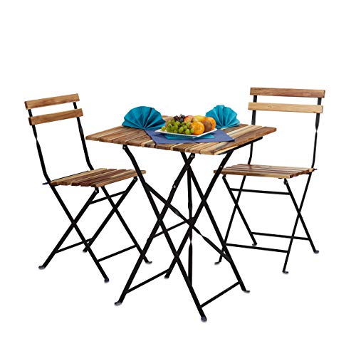 Relaxdays Conjunto de Muebles de jardín, Madera Natural, 3 Piezas, Plegable, Set Bistro, Mesa 76 x 60 x 60 cm, Colores, 60x60x76 cm Relaxdays Conjunto de Muebles de jardín, Madera Natural, 3 Piezas, Plegable, Set Bistro, Mesa 76 x 60 x 60 cm, Colores, 60x60x76 cm