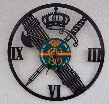 Reloj Escudo De Guardia Civil - Realizado sobre Antiguos Discos de vinilos.