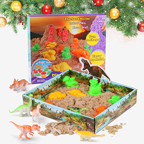 RenFox Jugar Arena Arena Mágica 3D Play Sand 500g Juego Súper Sand Magic Super Playset Natural de Arena y Molde de Dinosaurio No Tóxicos Juguetes de Arena para Niños