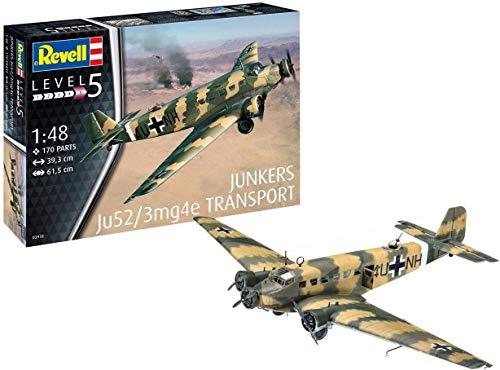 Revell- Junkers Ju52/3mg4e Transport, Escala 1:48 Kit de Modelos de plástico, Multicolor (3918)