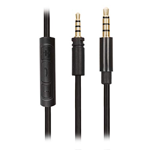 REYTID reemplazo 1.8m Cable de Audio Compatible con sennheiser Momentum 2.0 con Control de Volumen y micrófono - Plomo en línea - Negro