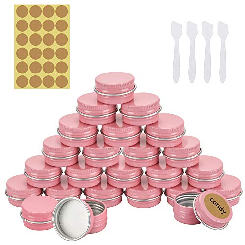 RMENOOR 24 PCS Latas de Aluminio con Fuerza de Sellado Tarros de Aluminio con 1 Pegatina 4 Cucharas Recipiente de Cosmética Tarros Vacíos para Dulces Cosmetica Maquillaje Almacenamiento (Rosa) RMENOOR 24 PCS Latas de Aluminio con Fuerza de Sellado Tarros de Aluminio con 1 Pegatina 4 Cucharas Recipiente de Cosmética Tarros Vacíos para Dulces Cosmetica Maquillaje Almacenamiento (Rosa)