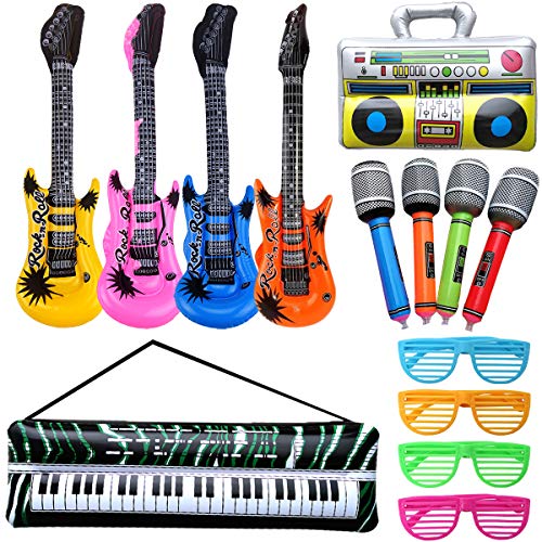 Rock and Roll Party Favors Supplies, Juego de Accesorios Inflables Rock Star, Christmas Birthday Party Gifts, Tema de Concierto Decoraciones de Fiesta, Inflatable Accesorios para Fiestas de Guitarra Rock and Roll Party Favors Supplies, Juego de Accesorios Inflables Rock Star, Christmas Birthday Party Gifts, Tema de Concierto Decoraciones de Fiesta, Inflatable Accesorios para Fiestas de Guitarra