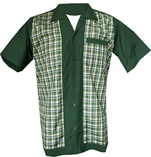 Rockabilly Fashions - Camisa de bolos para hombre, estilo retro, estilo retro, con botones en los años 50 y 60 XXL