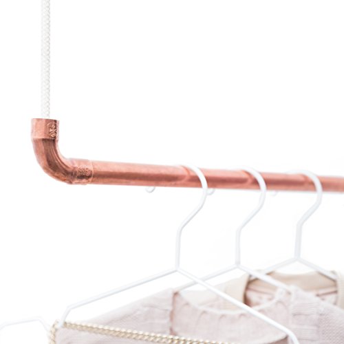 rod & knot Perchero de diseño hecho de cobre y cuerda de algodón – 27.5 pulgadas