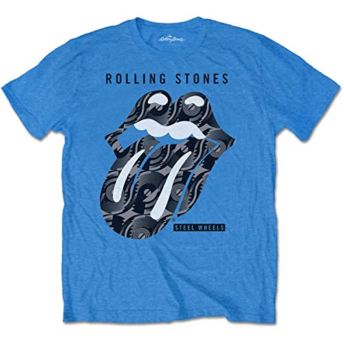 Rolling Stones The Steel Wheels Camiseta, Negro (Black Black), Large para Hombre