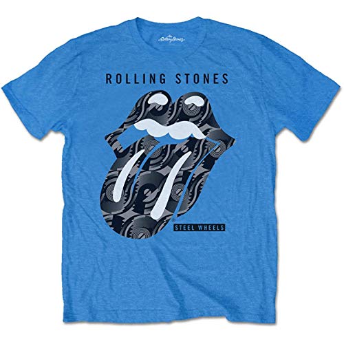 Rolling Stones The Steel Wheels Camiseta, Negro (Black Black), Large para Hombre Rolling Stones The Steel Wheels Camiseta, Negro (Black Black), Large para Hombre