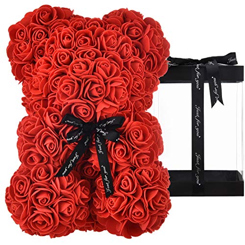 Rosa oso, regalo para mamá, mujer, para adolescentes, regalos para madres, regalos hechos a mano, osito de rosa, oso de peluche, rosa, día de San Valentín, cumpleaños – oso de rosas con caja (rojo) Rosa oso, regalo para mamá, mujer, para adolescentes, regalos para madres, regalos hechos a mano, osito de rosa, oso de peluche, rosa, día de San Valentín, cumpleaños – oso de rosas con caja (rojo)