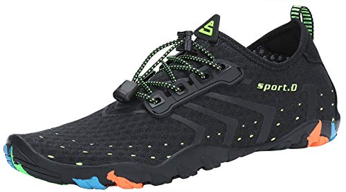 SAGUARO Escarpines Zapatos de Agua Calzado Playa Zapatillas Deportes Acuáticos para Buceo Snorkel Surf Natación Piscina Vela Mares Rocas Río para Hombre Mujer (Negro,45 EU)