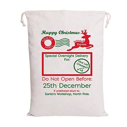 Santa Sack 44 Estilos 100Pcs / Lot Bolsa Lona Grande Bolsa de Papá Noel Reno Bolsa de Lazo de Lona Pesada orgánica, TB 05 50X70Cm, 50X70Cm y 45X60Cm