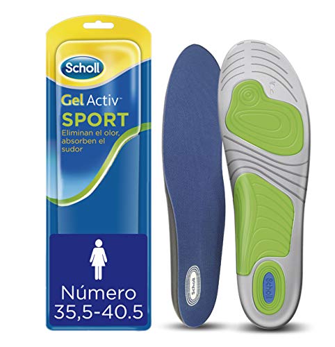 Scholl Plantillas Gel Activ Sport para mujer, para zapatillas deportivas, mayor amortiguación y absorción del olor y sudor, talla 35.5 - 40.5, 1 par (2 plantillas) (3032212)