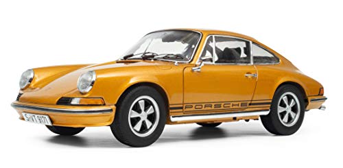 Schuco- Porsche 911 S, Gold 1:18 Coupé 1973-Modelo de Coche (Escala metálico, Color Dorado (450036100)