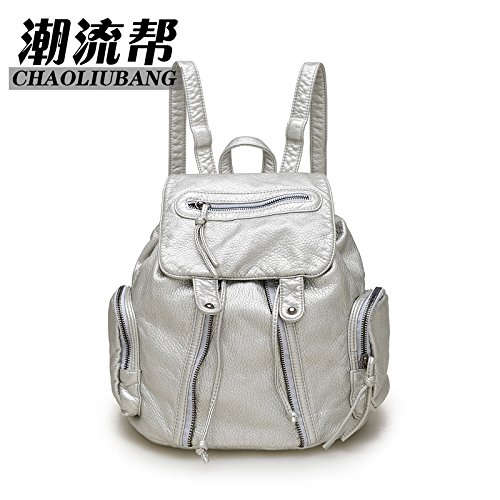 Señoras bolsas de hombro Street edición coreana bolsa mochila de viaje bolsas casual, plata