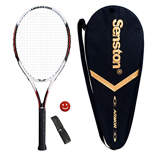 Senston Raqueta de Tenis unisex,Incluido Bolsa de Tenis / 1 grip / 1 Amortiguadores,Negro