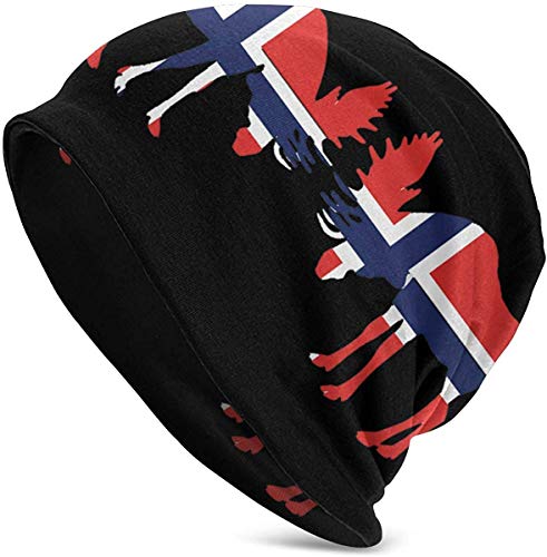 setyserytu Gorras/Sombrero de Punto, Men's Beanie Hat Mooses with Norway Flag Knit Hat Soft Warm Hats Black