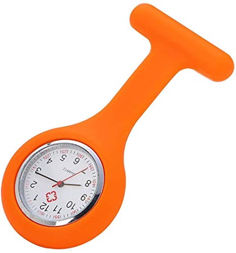 SGHH-Reino Unido Broche Enfermera Reloj, Silicón con El Pin/Clip, Bolsillo De La Guerrera Movimiento De Cuarzo Reloj De Pulsera, Médico Broche Reloj De Pulsera (Color : Orange)