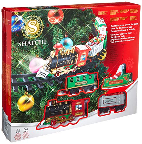 SHATCHI Juego de Tren de Navidad Alrededor del árbol de Navidad decoración del hogar Festivo luz Sonido de luz, Talla única