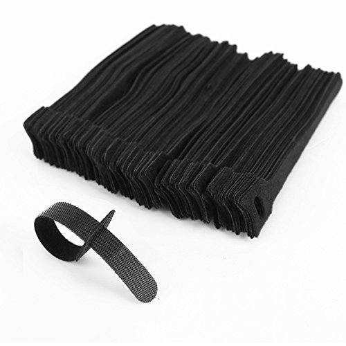 Shentian 100 piezas unidades bridas tope Cable de Velcro - Ideal para colocar cables PC, TV - Color negro