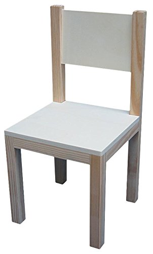 Silla infantil de madera. En crudo, para decorar. Madera de pino y chopo. Medidas: (ancho/alto): 31 * 31 * 60 cms. Altura asiento: 30 cms.