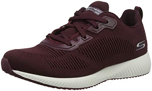 Skechers Bobs Squad-Total Glam, Zapatillas Mujer, Rojo (Burg Black and Multi Engineered Knit), 37 EU