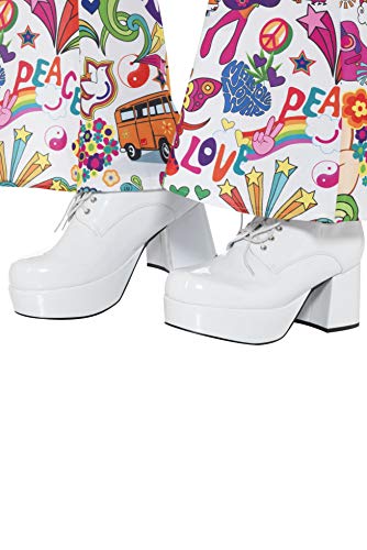Smiffys-43074M Zapatos de Plataforma años 70 para Hombre, número R.U.: 10 / EE. UU.: 11, Color Blanco, EU Tamaño-43 (Smiffy'S 43074M) Smiffys-43074M Zapatos de Plataforma años 70 para Hombre, número R.U.: 10 / EE. UU.: 11, Color Blanco, EU Tamaño-43 (Smiffy'S 43074M)