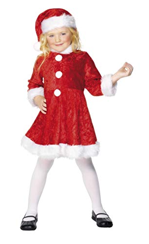 Smiffy's Smiffys-29181S Disfraz de Mini Miss Santa, con vestido y gorro, Color rojo, S - Edad 4-6 años 29181S