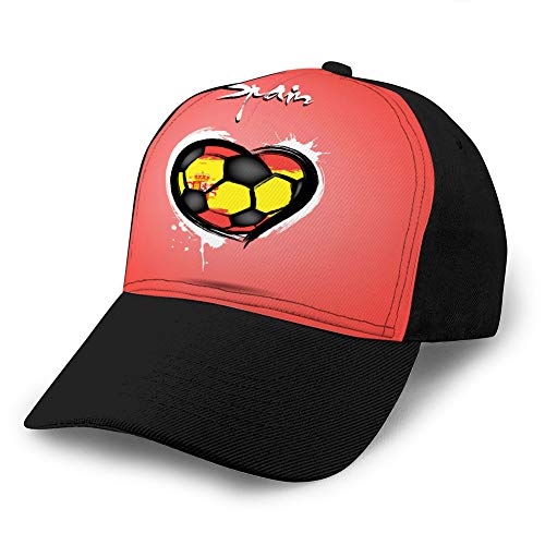 Snapback Hat Sandwich Peaked Cap Durable Baseball Cap Hats Adjustable Peaked Trucker Cap Flag of Spain in The Form of a Heart Fitted Hat