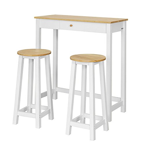 SoBuy Set de 1 Mesa y 2 taburetes Mesa Alta de Bar y 2 taburetes Mesa Comedor FWT50-WN ES SoBuy Set de 1 Mesa y 2 taburetes Mesa Alta de Bar y 2 taburetes Mesa Comedor FWT50-WN ES