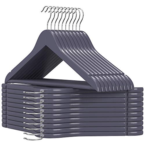 SONGMICS Perchas de Madera para Trajes, Juego de 20, Madera Maciza, Hombros con Muescas, Antideslizantes para Chaquetas, Camisas, Pantalones, Gancho Giratorio de 360°, Gris CRW001G01 SONGMICS Perchas de Madera para Trajes, Juego de 20, Madera Maciza, Hombros con Muescas, Antideslizantes para Chaquetas, Camisas, Pantalones, Gancho Giratorio de 360°, Gris CRW001G01