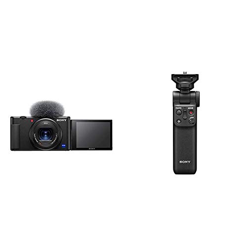 Sony ZV1BDI.EU - Cámara vlogging (Eye AF con Seguimiento a Tiempo Real, detección de Fases, Video 4K, Filtro Piel Suave, Micro direccional) Negro + Sony GP-VPT2BT - Estabilizador para cámaras