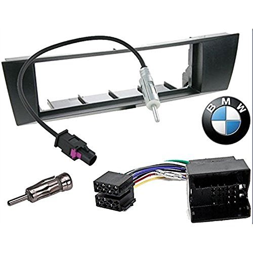 Sound-way Kit Montaje Autoradio, Marco 1 DIN Radio para Coche, Cable Adaptador Conector ISO, Adaptador Antena, Compatible con BMW 1, BMW 3, BMW X1, BMW Z4