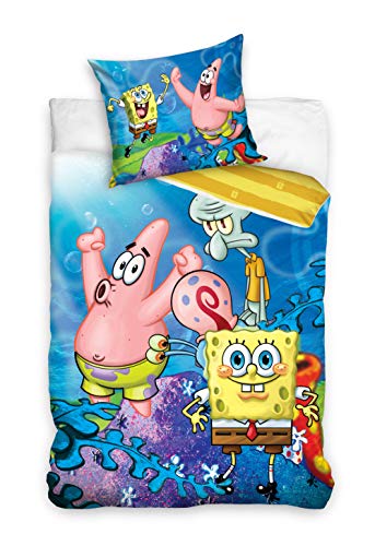 SpongeBob Squarepants Funda nórdica con funda de almohada de algodón (140 x 200 + 70 x 90 cm)