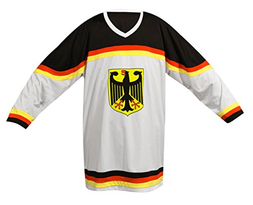 SportTeam Camiseta de la Selección Alemana de hockey sobre hielo, unisex, Eishockey Shirt DE, Multicolor (blanco / negro), extra-large