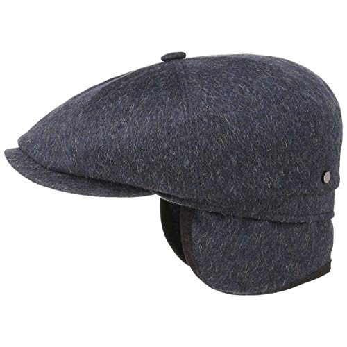 Stetson Gorra Hatteras de Loden Hombre - Made in Germany Gorro Ivy Gorras Invierno con Visera, Orejeras, Forro, Forro otoño/Invierno - 58 cm Azul