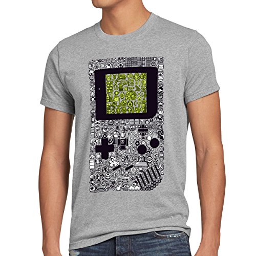 style3 8-bit Game Camiseta para Hombre T-Shirt Pixel Boy, Talla:M, Color:Gris Brezo