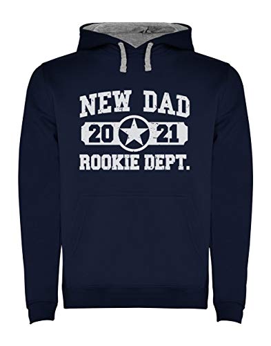 Sudadera con Capucha para Hombre - Regalos Originales para Padres Primerizos - 2021 New Dad Rookie Dept. Medium Azul Oscuro
