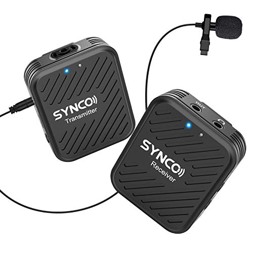 SYNCO G1(A1) 2.4GHz Sistema Micrófono-Inalámbrico-Reflex-Solapa-DSLR Microfono Corbata Profesional para Móvil, Cámara, Videocámara, Laptop y Tablet, Compatibla para Canon, Sony, Nikon, Fujifilm