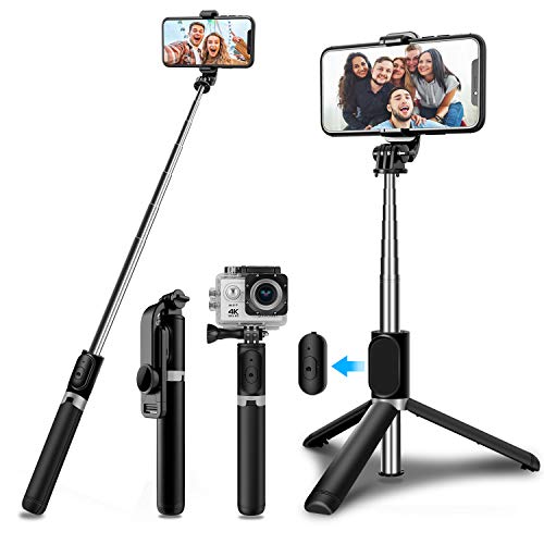 SYOSIN Palo Selfie Trípode, Extensible (103CM) Bluetooth Selfie Stick Móvil con Control Remoto Compatible para iPhone Samsung Xiaomi Huawei