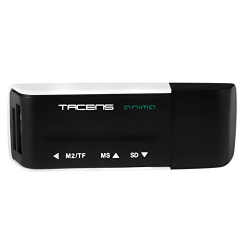 Tacens Anima ACRM1 - Lector de tarjetas múltiple (46 en 1, USB 2.0, 4 ranuras, rápido y ligero) color negro