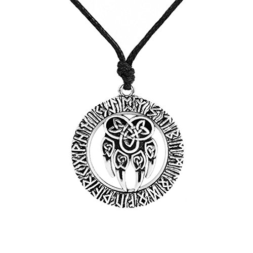 Talismán Amuleto Viking Slavo Dios Símbolo con pata de oso antiguo y nudo de la suerte, collar de joyería
