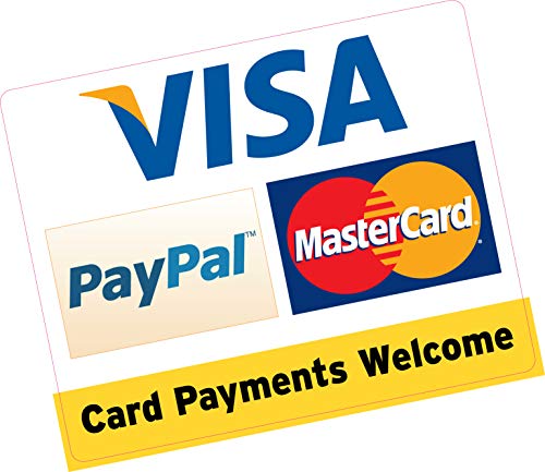 Tarjeta Payments Welcome PayPal Visa MasterCard 150 x 120 mm Tarjeta de Crédito Vinilo Pegatina Taxi Business
